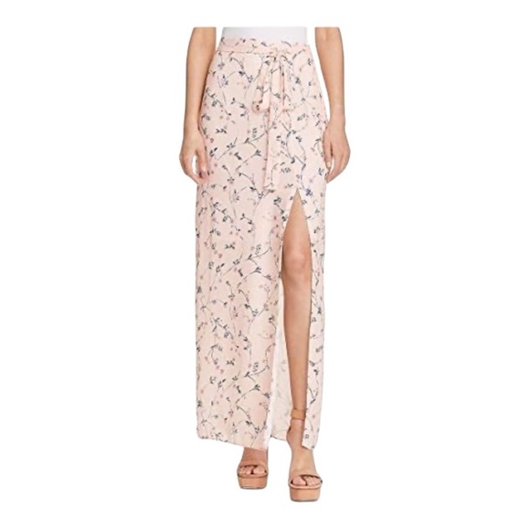 JOA x Revolve Light Pink Floral Tie Waist High Slit Maxi Skirt Small NWT - Picture 5 of 14